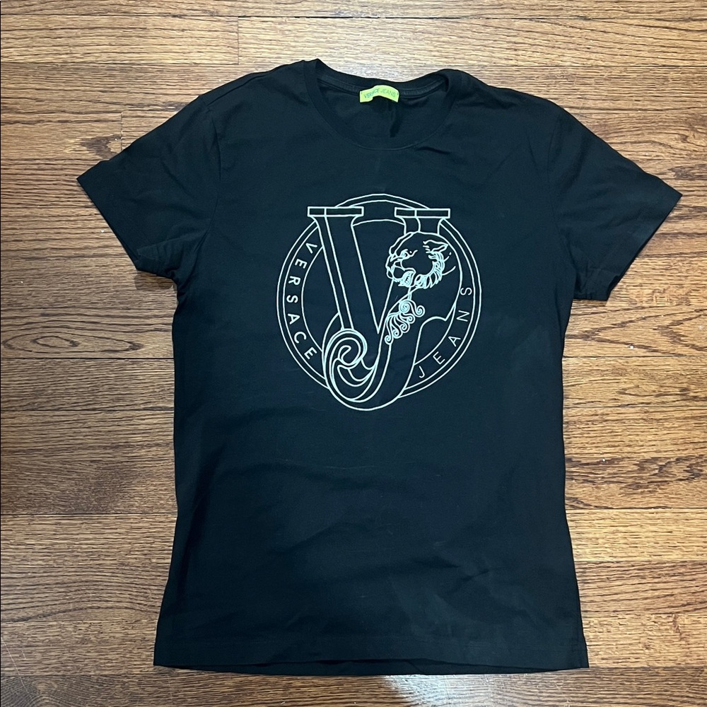 Versace Black Tee with Graphic Logo